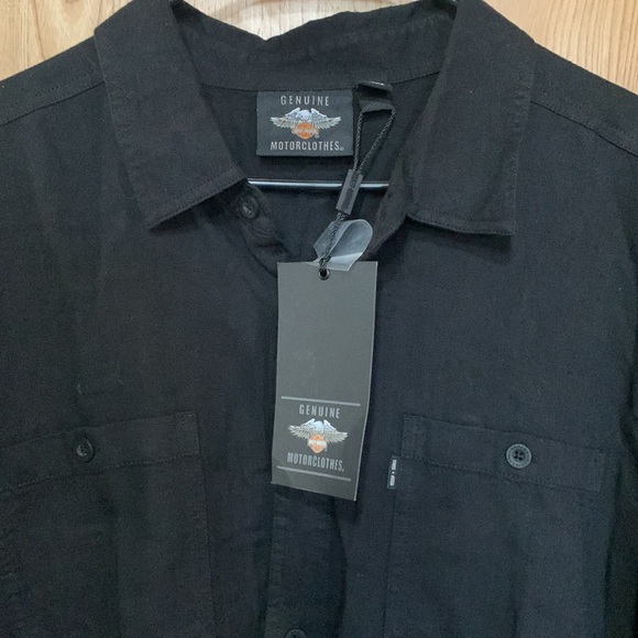 NICE Black, Harley Davidson linen long sleeve shirt. Size X-LARGE - Picture 2 of 6